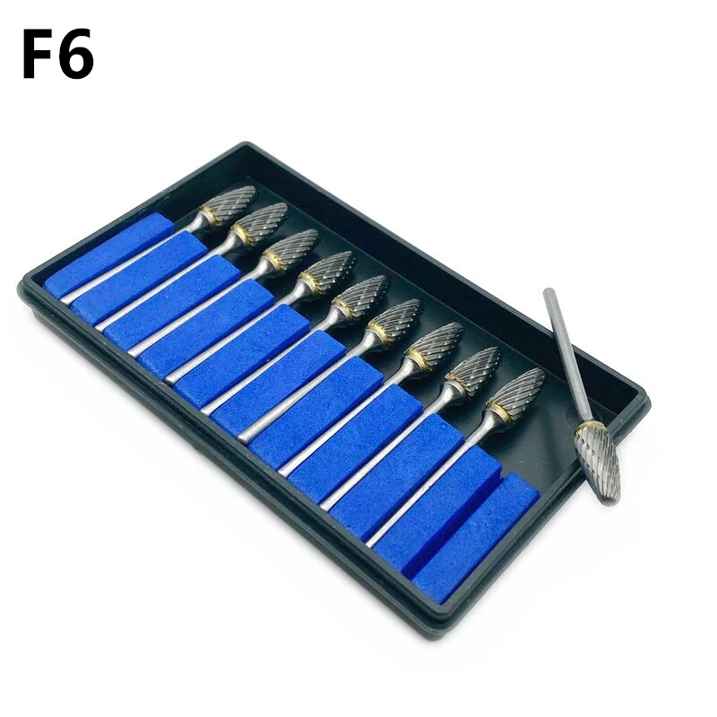 

10pcs/kit Dental Clinic Tungsten Steel Burs Drills Dentist Tools Titanium Nitrate Carbide Burs Dentistry Polisher Type F6