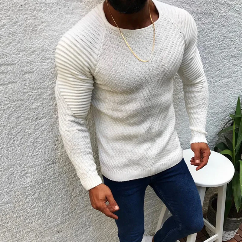 Amazon Cross border Supply 2024 European and American Autumn/Winter Slim Fit Long sleeved Round Neck Pullover Knitted Shirt for