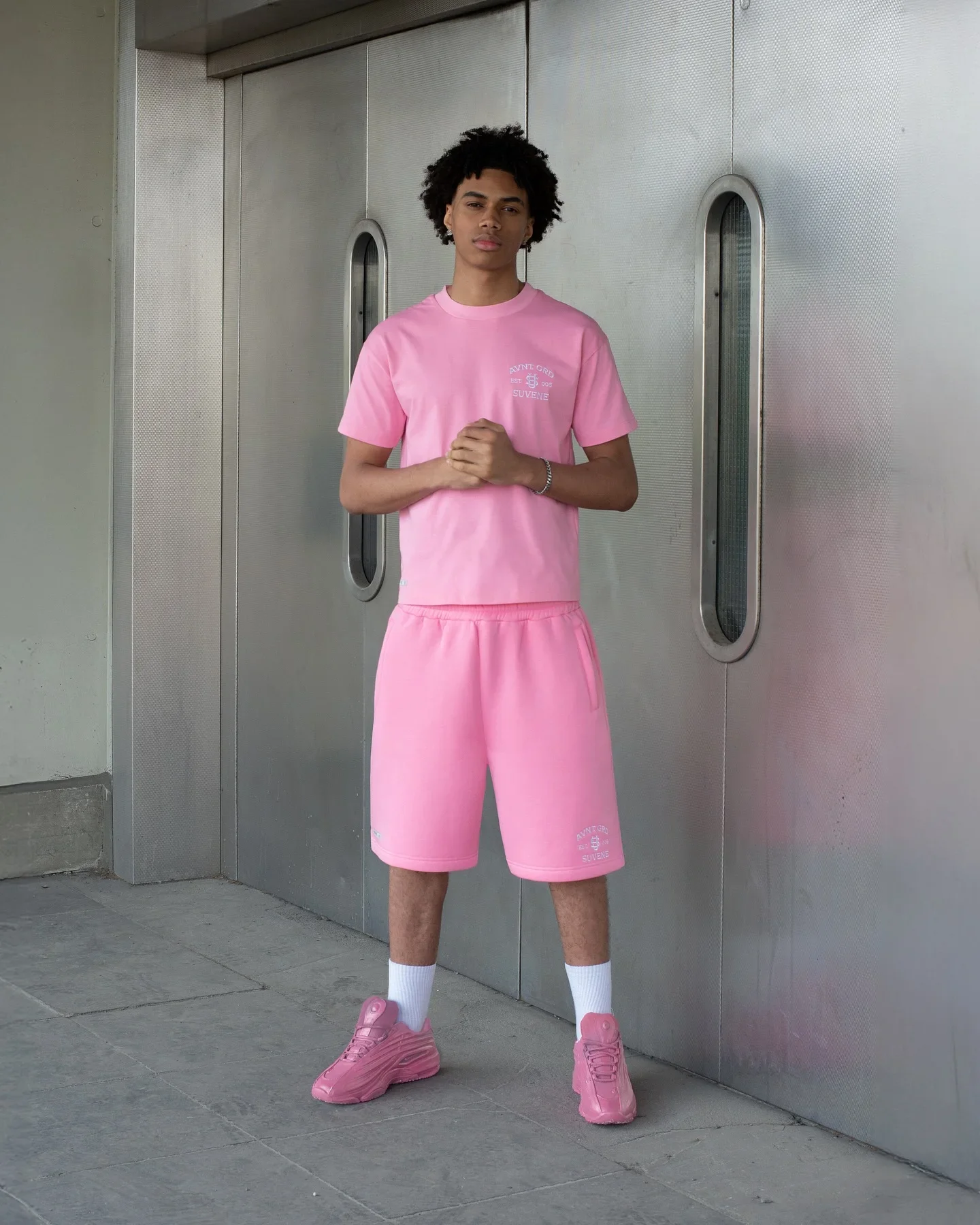 2025 High Street Trendy Men's Set Two-Piece Retro Colorful Oversized T-shirt Women Harajuku Letter Embroidered Casual Shorts