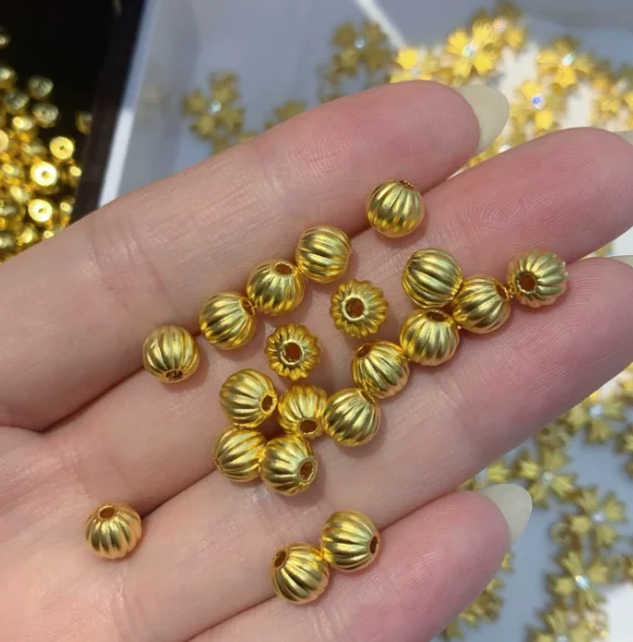 

24k gold beads 999 real gold pumpkim beads diy handstrings