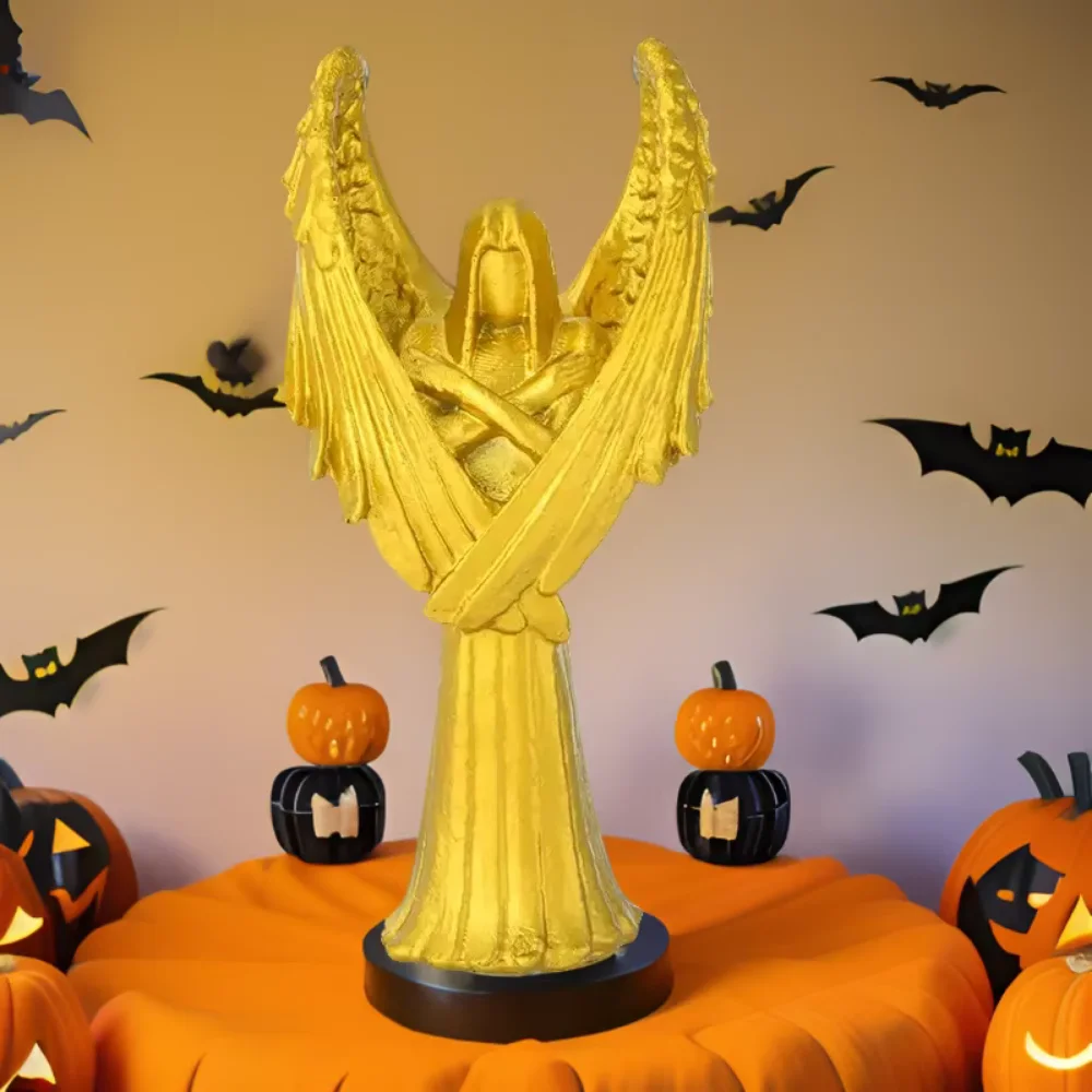 

Durable Abstract Art Dark Angel Sculpture Handmade Hand Carved Halloween Angels Statue Cartoon Ornament Office