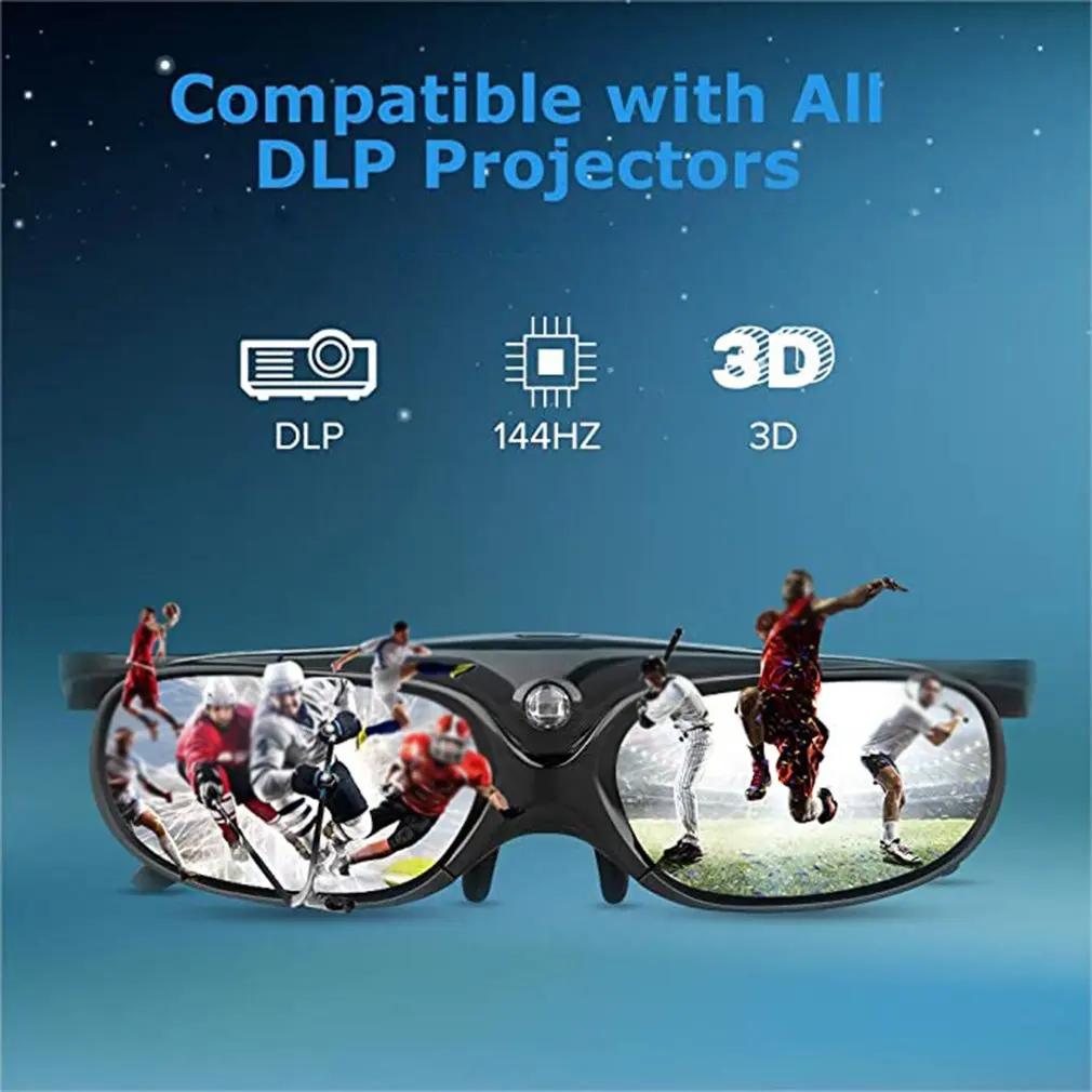 DLP Active Shutter 3D Universal Glasses For Xgimi Z4/Z6/H2 Nuts G1/P2 96-144HZ Rechargeable BenQ Acer LINK Projector Wholesale