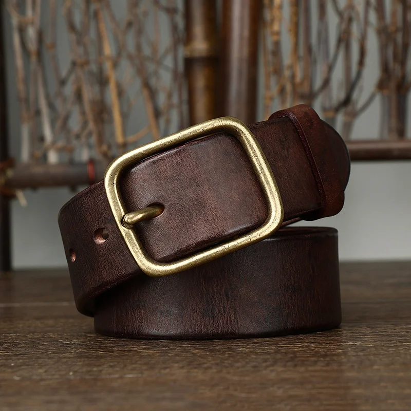 3.8CM Top Cowhide Genuine Leather Men Belt Fashion Copper Buckle Strap For Male Wide Cinto Masculino Luxury Cummerbund