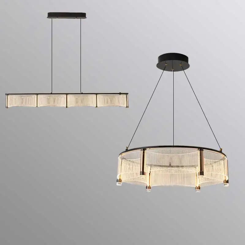 ثريا سقف معاصرة ومصابيح معلقة لغرفة الطعام وغرفة المعيشة تركيبات إضاءة معلقة داخلية مع تعليق l