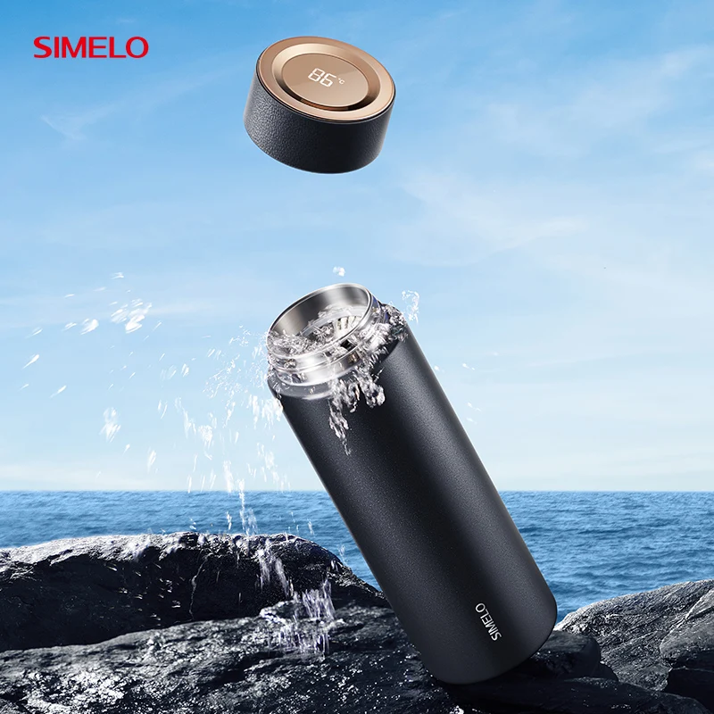 SIMELO Temperature Display 350ml Portable Pure Titanium Insulated Cup Warm Display Thermos Cup
