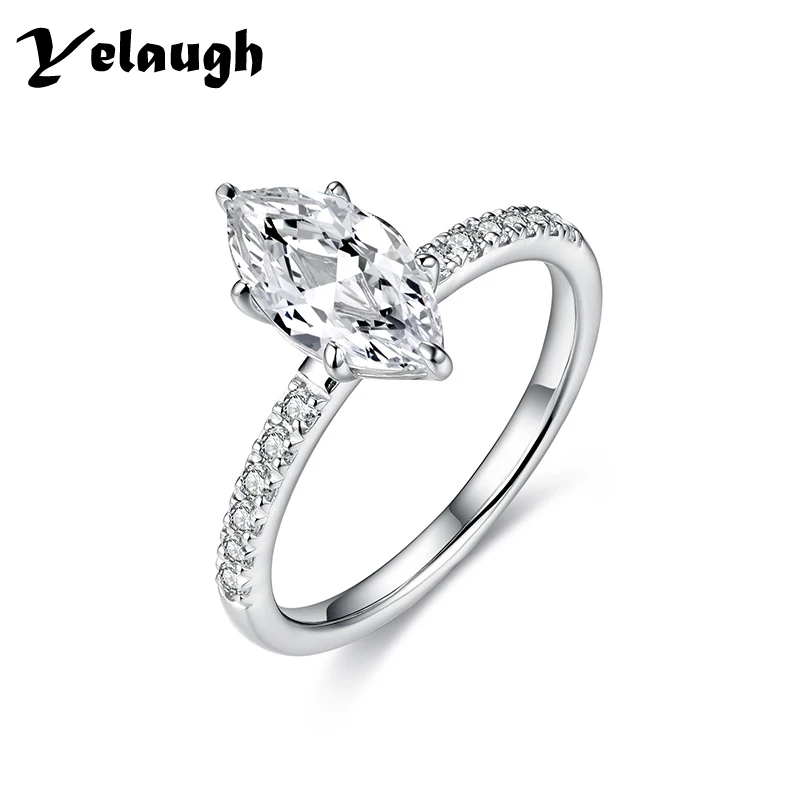 Yelaugh 1.5ct D Color Moissanite Engagement Rings 925 Sterling Silver 18k Gold Plated Marquise Cut Moissanite Wedding Band Ring