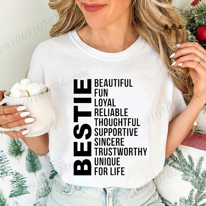 Best Friend Shirt,Bestie Description T-Shirts for Women,girls Party T-Shirts,BFF Tops Tees,short Sleeve Clothing,Gift for Friend