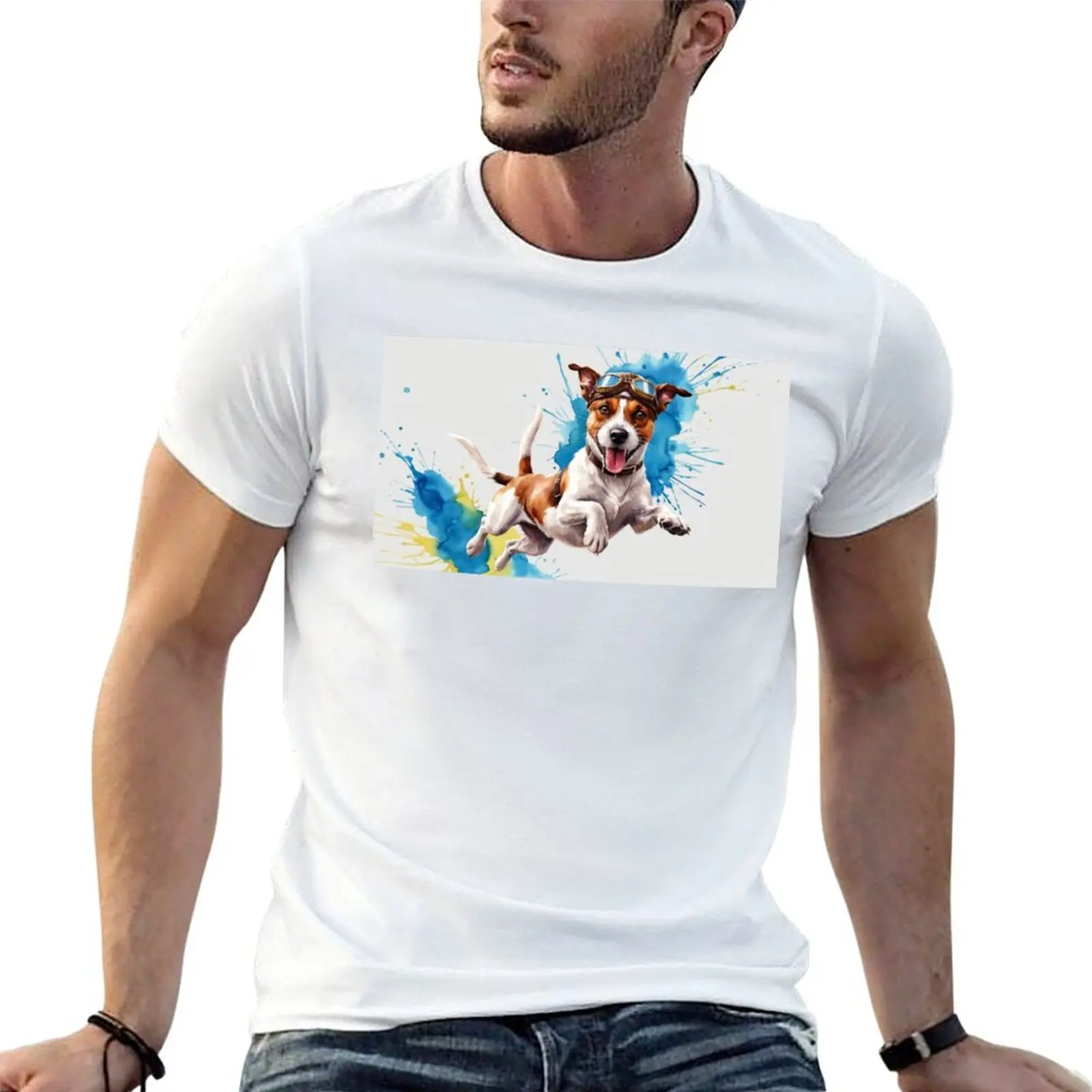 

Adventurous Dog Watercolor Style T-Shirt man graphic t shirt t shirts with prints T-Shirt