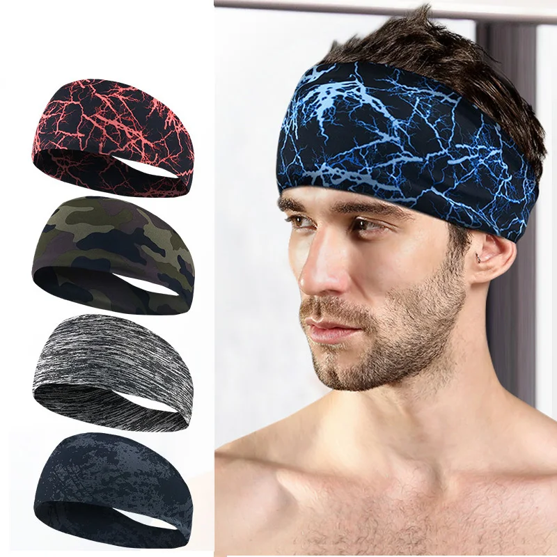 Unisex Widen Sports Sweat Headbands Camouflage Summer Thin Basketball Running Yoage Sweat Hair Bands Non Slip Head Belts