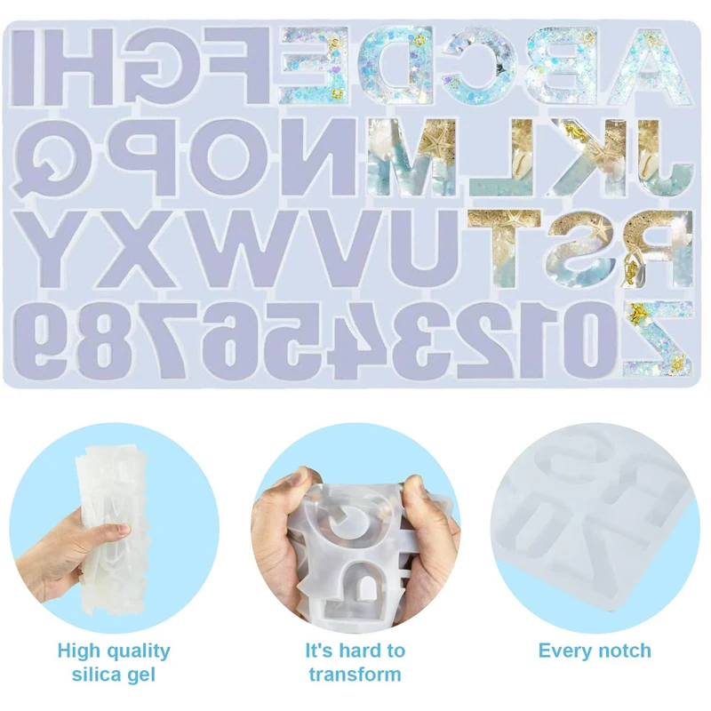 Alphabet & Number Silicone Resin Mold for Epoxy Resin Casting Silicone Mold for DIY Making Keychain Handmade Diy Craft
