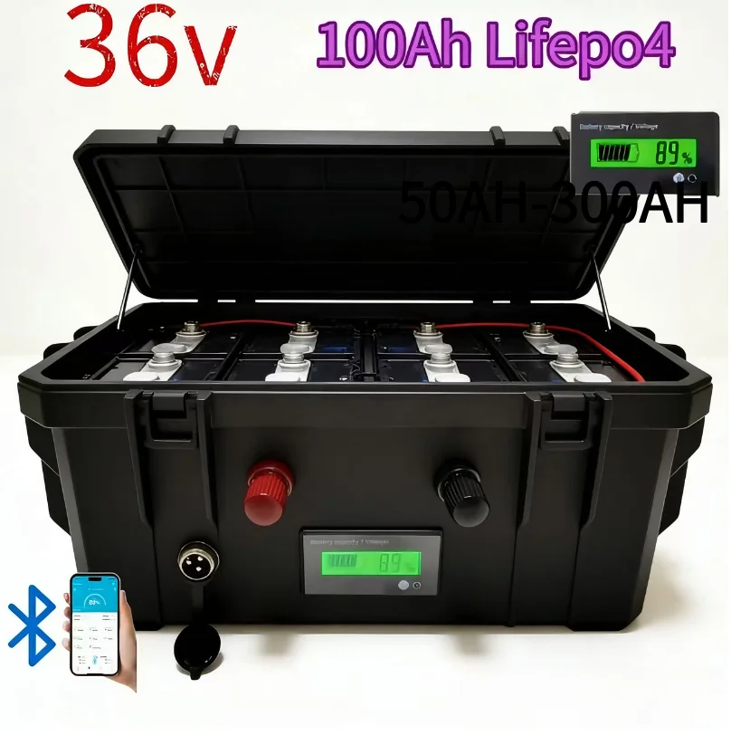 36V 100-150Ah LiFePO4 Battery | Deep Cycle High Capacity Lithium Iron Phosphate Pack For Solar System/Marine/RV/Off-Grid Power/A