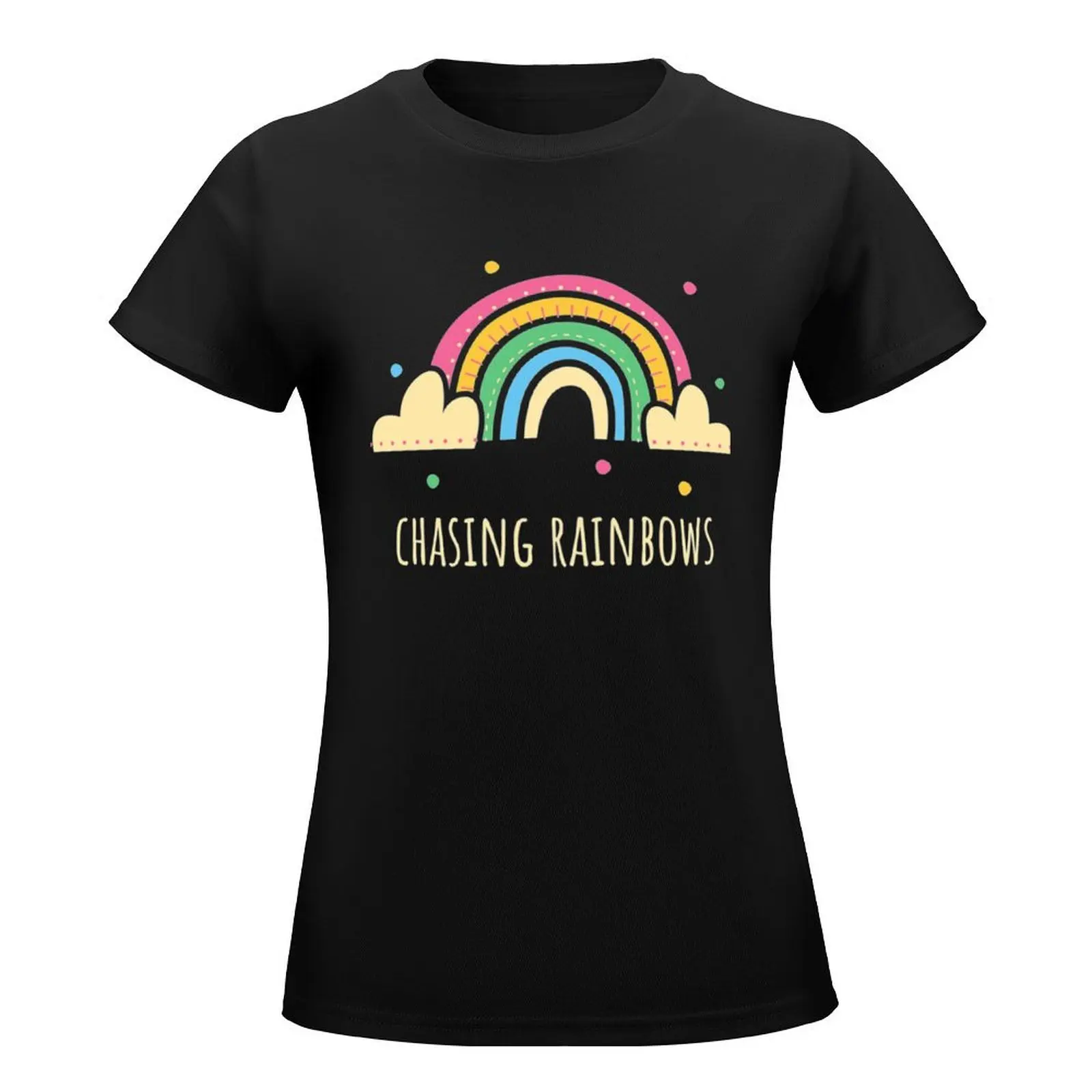 chasing rainbows T-Shirt aesthetic clothes graphics plus size tops Women's cotton t-shirt