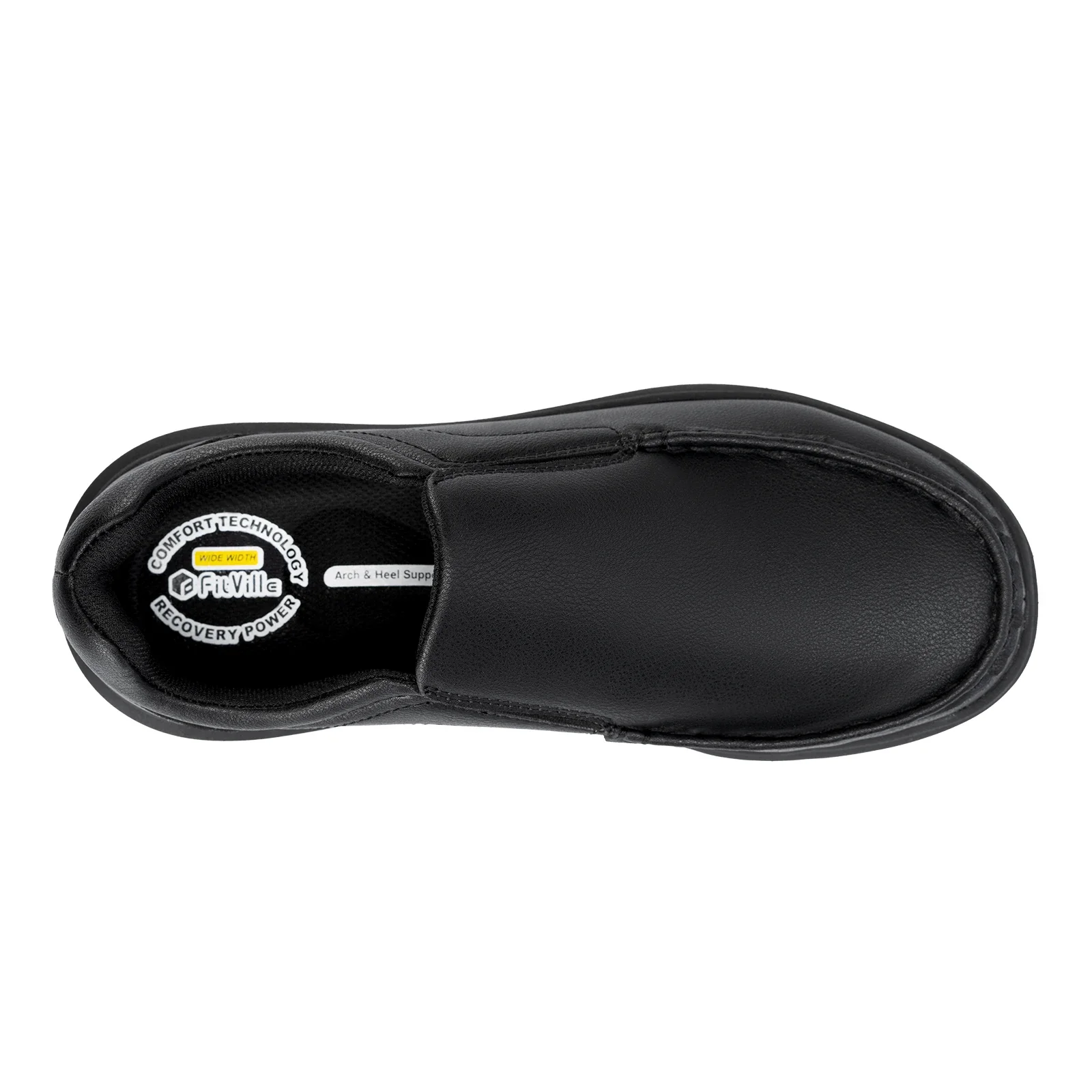 Fitville Herren-Slip-On-Freizeitschuhe, Lederschuh, breite Breite 2E, leicht, für geschwollene Füße, mit Schmerzlinderung im Fußgewölbe – Detail 11