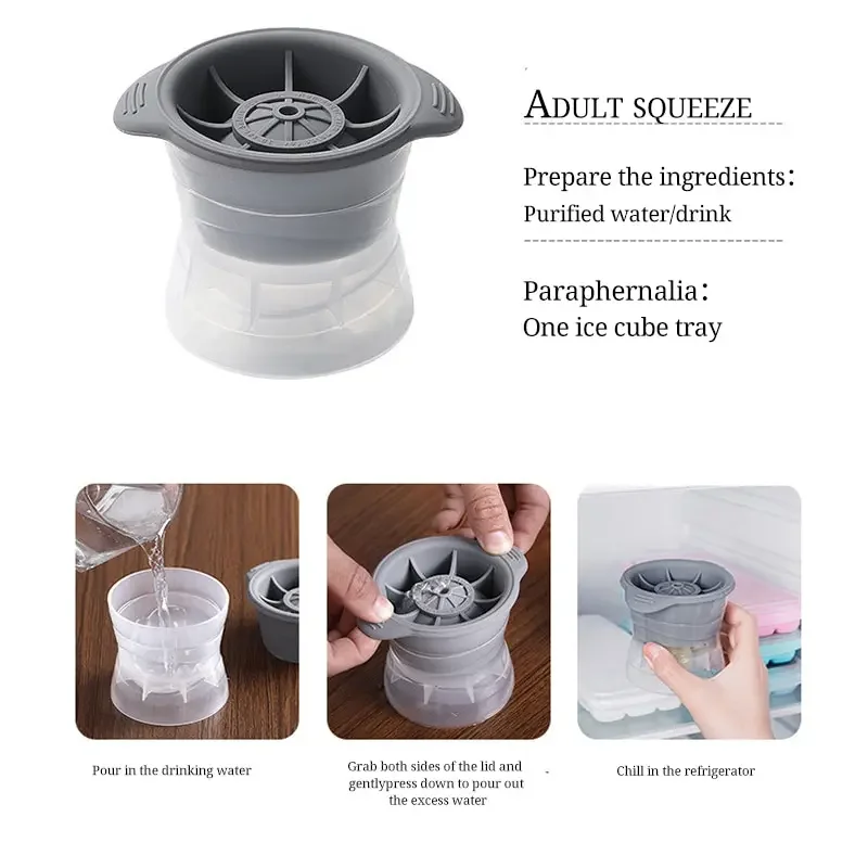 2pcs Bar Whiskey Round Ice Cube Maker Silicone Large Ball Shape Spherical Ice Cube Mould Machine Quick Freezer Kitchen Gadgets