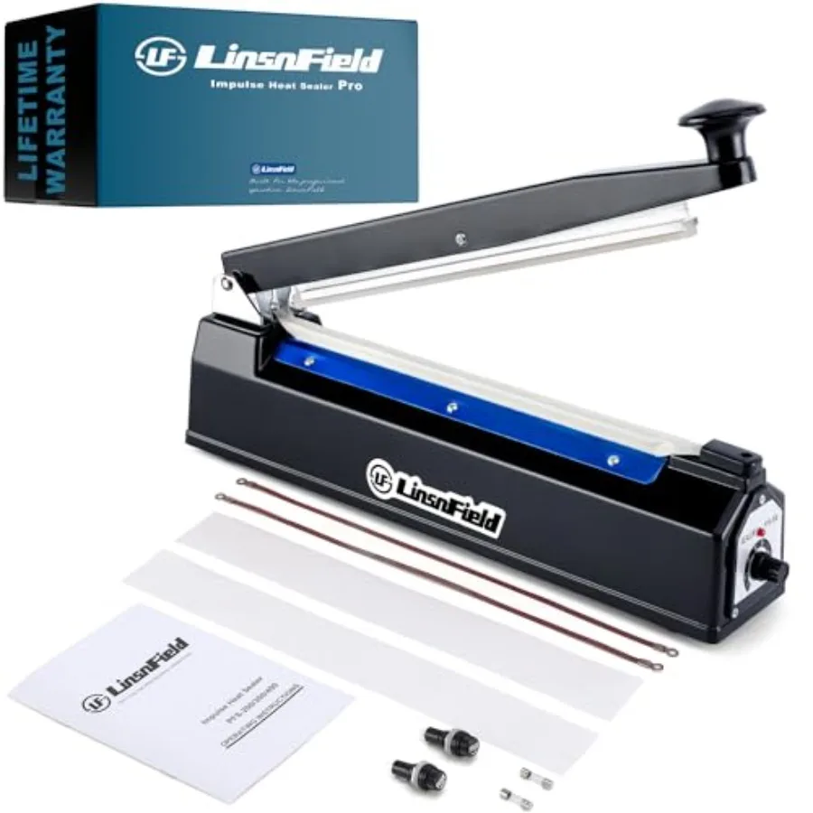 

Sealer Pro, 8-inch Impulse Heat Sealer, 2-mm Sealing Width Super Heavy Duty Bag Sealing Machine with Extra 2 Replacements, Blac