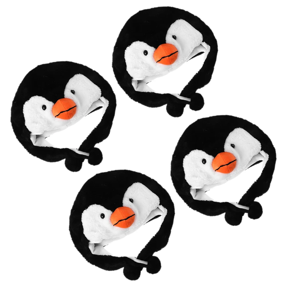 

4Pcs Penguin Hat Cartoon Party Prop Festive Headwear Warm Winter Accessory Cosplay Adults Kids Penguin Hat Prop Christmas