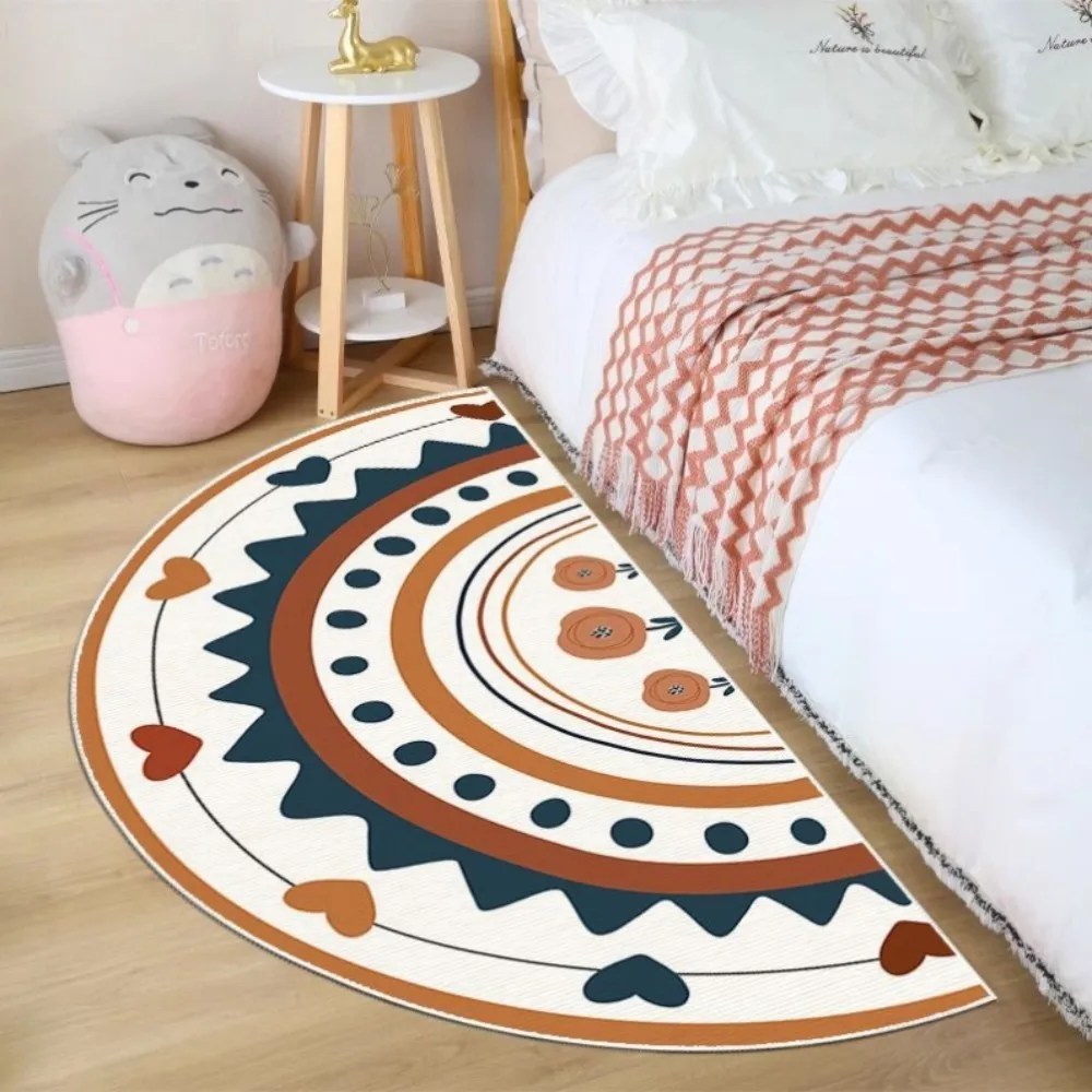 Boho Sun Rainbow Half Moon Area Rug Cute Semicircle Non-Slip Floor Mat for Bedroom Room Boho Home Decor Carpet