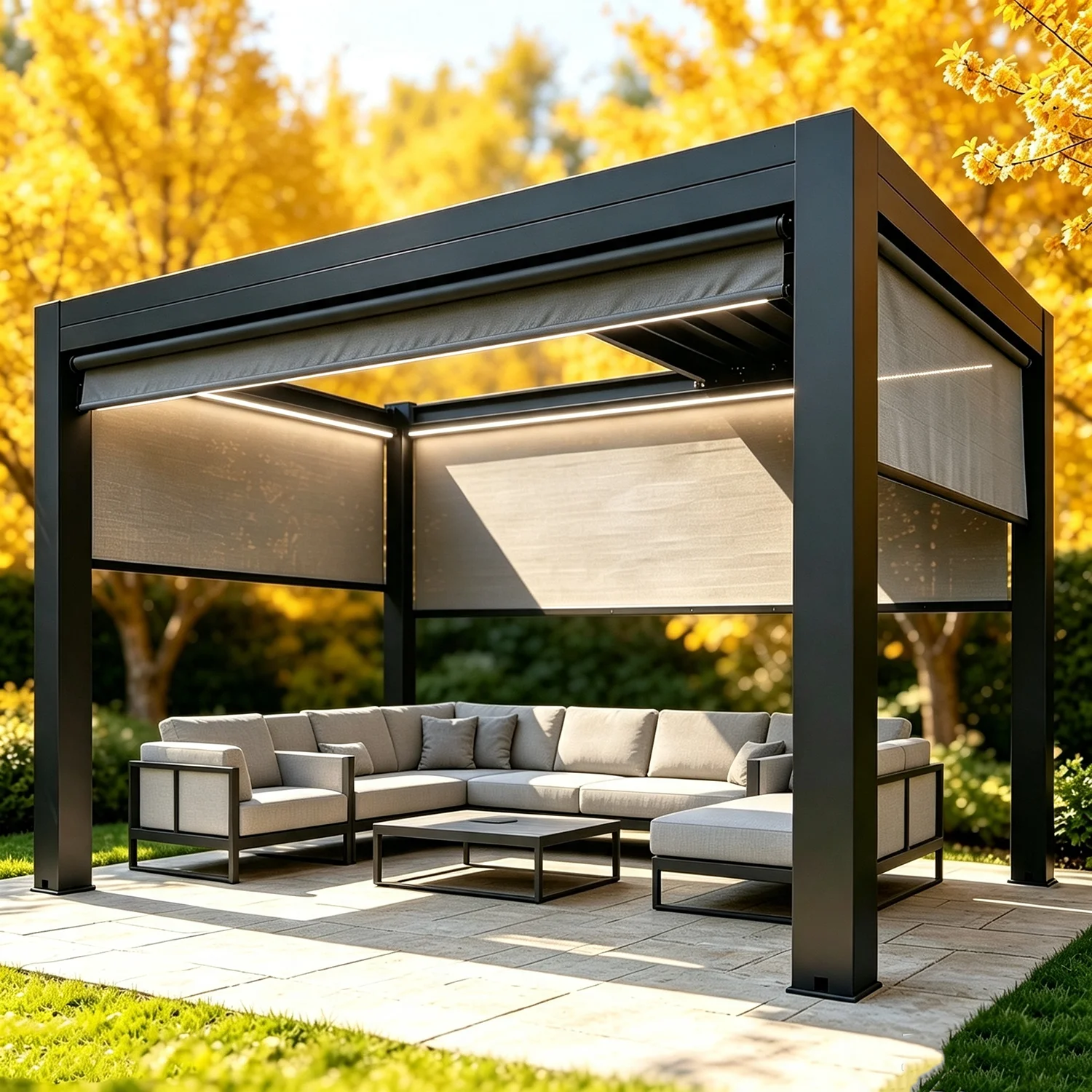 Heavy Duty Aluminum Pergola Electric Gazebo – Retractable Motorized Louvered Roof, Modern Pergola System & Duty Aluminum Pergola