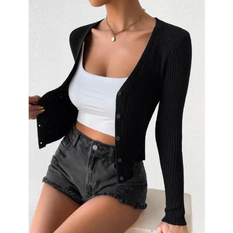 

Long Sve Трикотажные волосы на пуговицах спереди с перекрестной каймой Новый воротник Coolmax Fiber Женская внутренняя одежда Ciwalk Зима