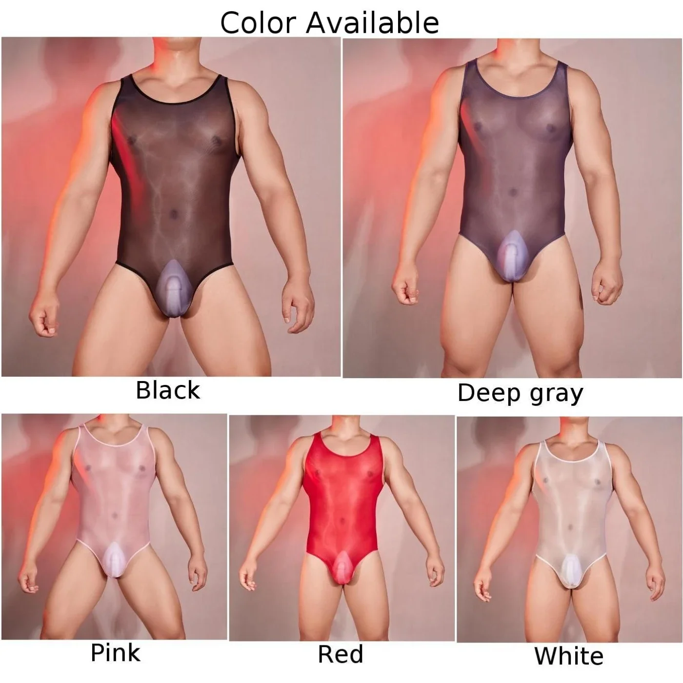 Sexy Mannen Doorzichtig Bodysuit Mouwloze Transparante Jumpsuit Met Hoge Split Strak Elastisch Leotard Verleidelijke Erotische Lingerie