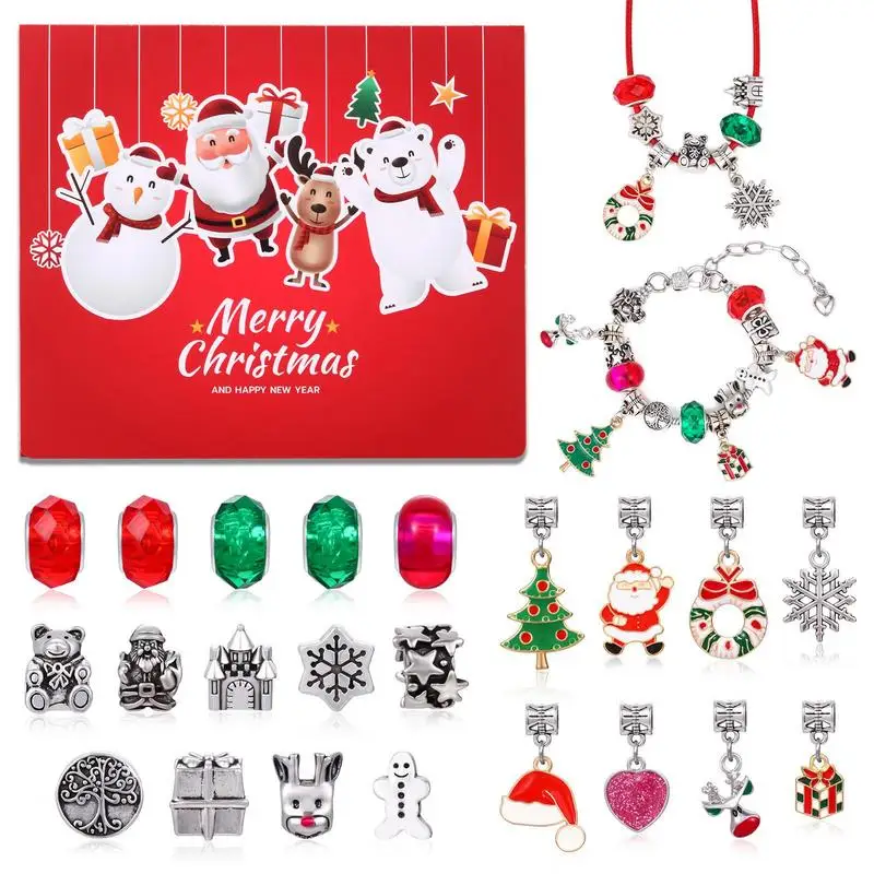 Jewelry Advent Calendar 2024 Charm Necklace Bracelet Advent Calendar 24 Days Unique Jewelry Charm Set Countdown Calendar For