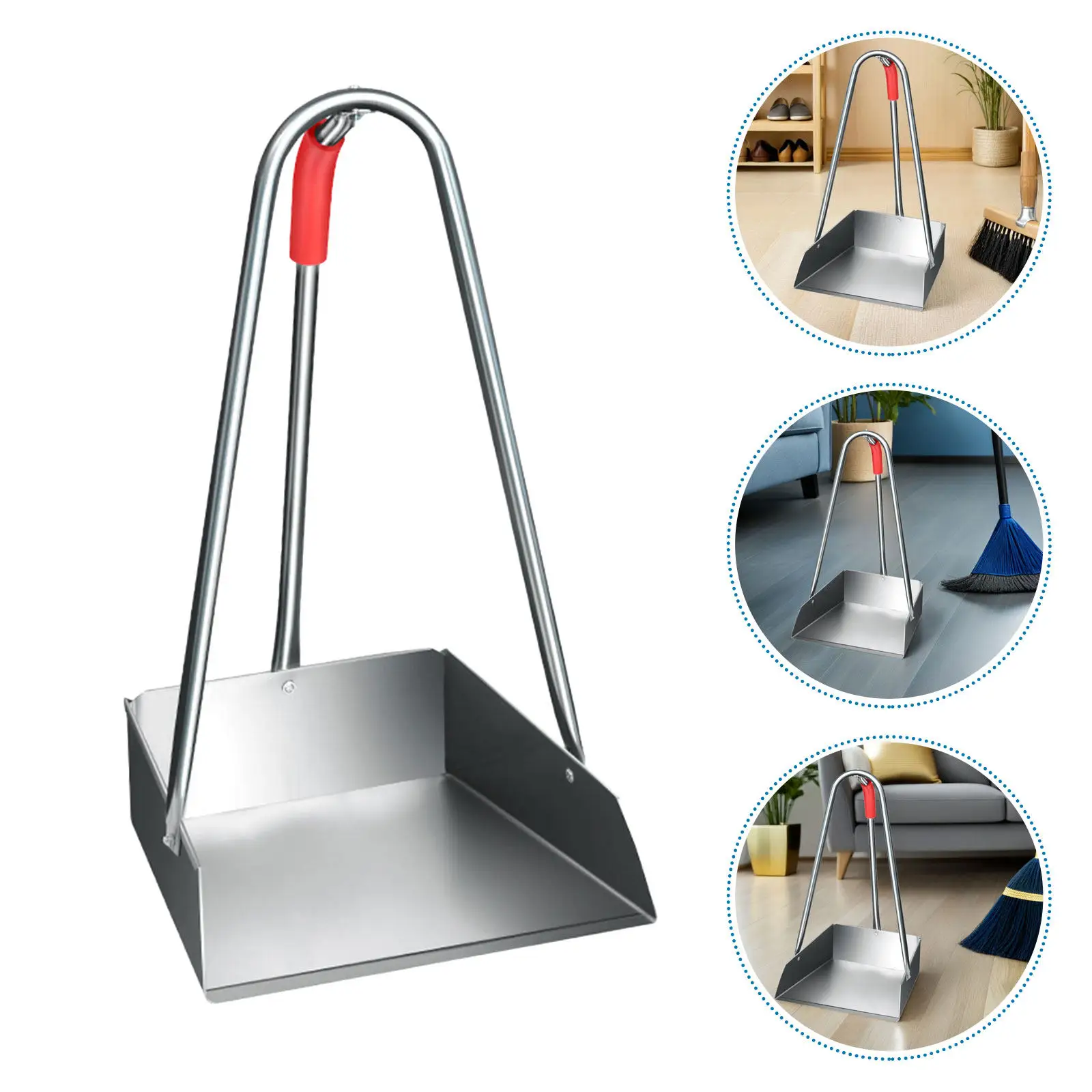 

Совок для мусора из нержавеющей стали с длинной ручкой, усиленный, металлический, для кухни, сада, патио, уборки дома, для работы стоя