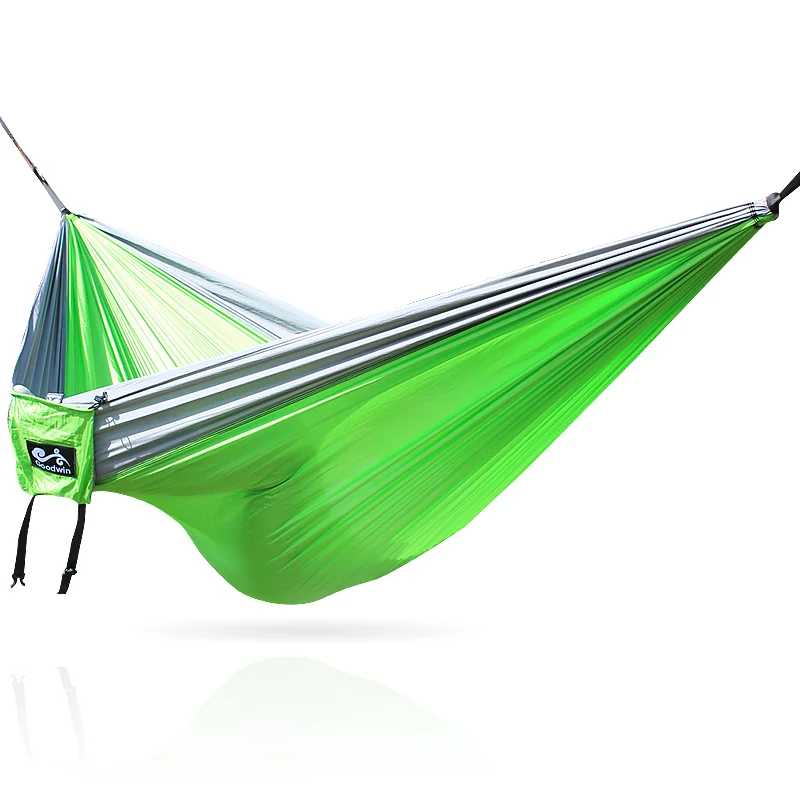 Portable Nylon Parachute Fabric Hammock, Single and Double Size, Outdoor Camping, Hiking, Garden