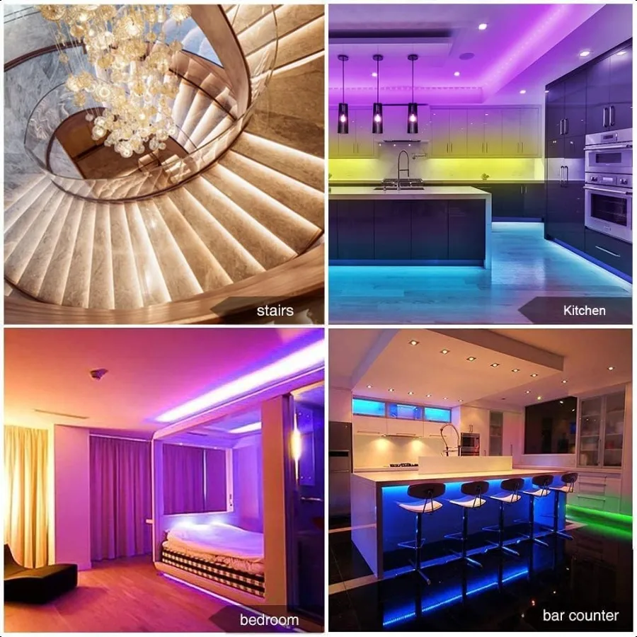 65.6FT Led Lights for Bedroom 5050 Color Changing Led Strip Lights with 44Key Remote and 12v Power ply Led Lights Strip for Hom