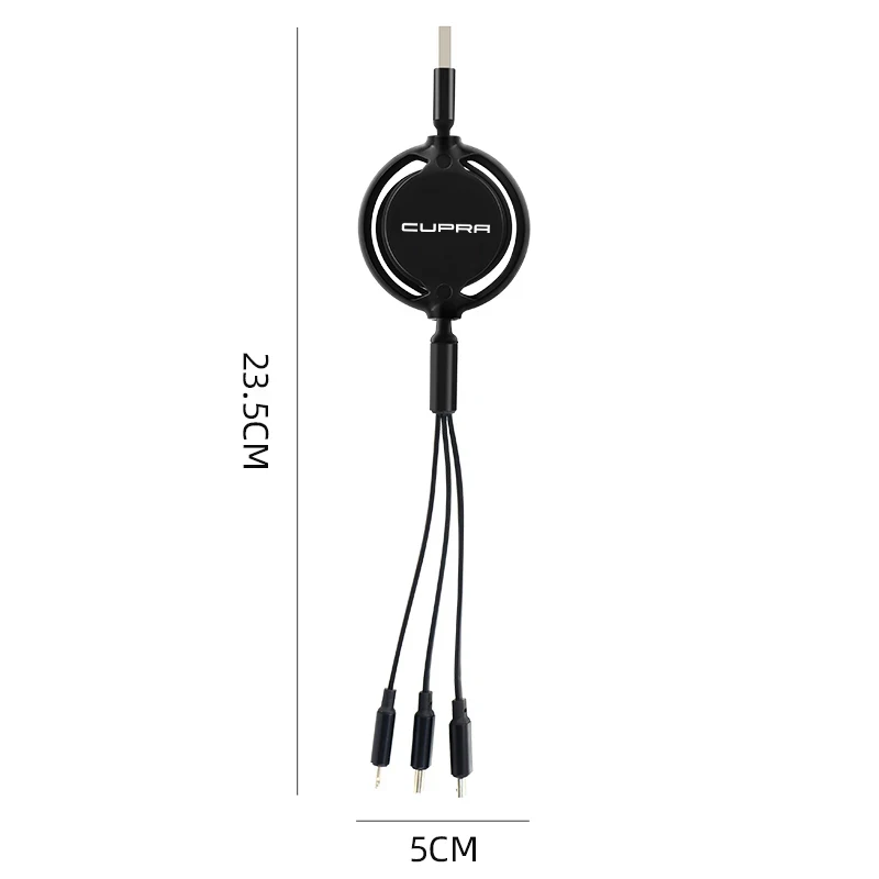 Car 3 In 1 Micro USB Type C Fast Charging Cable Multi Charger For Seat Cupra 2023 Leon 5F Formentor Ateca Born Lion Ibiza Auto