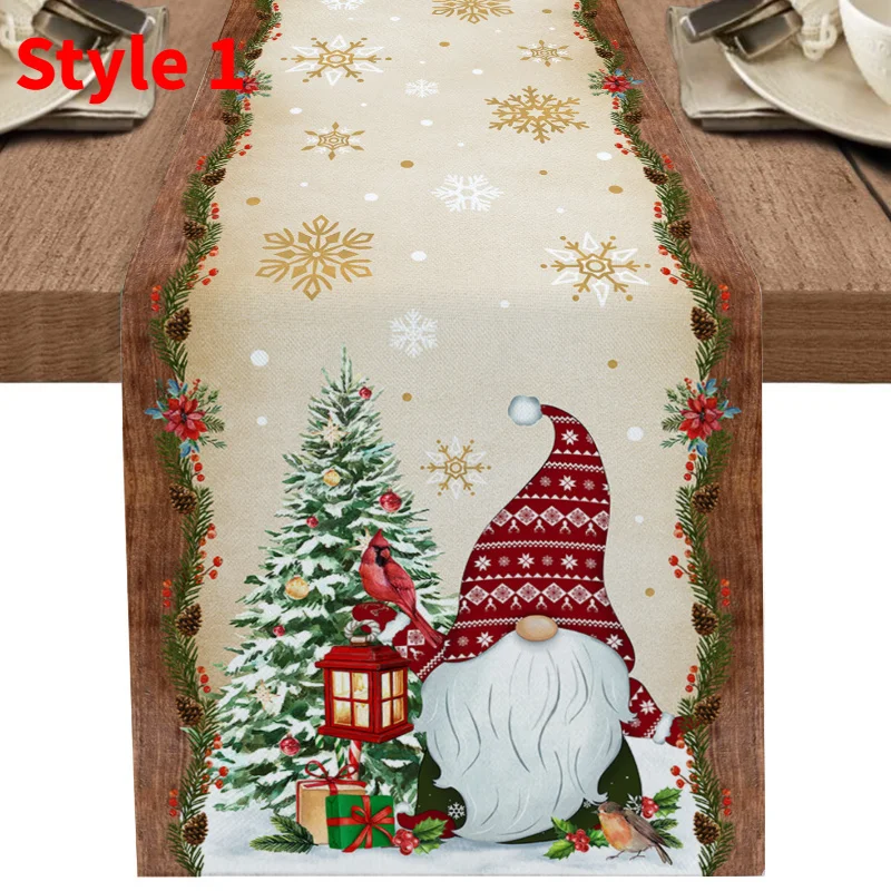 

Christmas Snowman Snowflake Decoration Table Runner Wedding Party Decoration Tablecloth Dining Table Living Room Table Runner