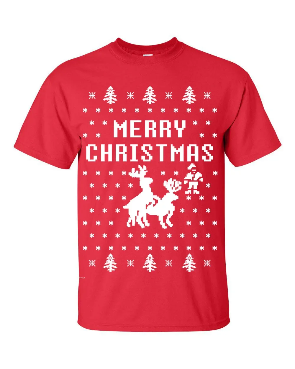 Merry Christmas Reindeer Humping Ugly Sweater Raindeer Funny Men''s Tee Shirt