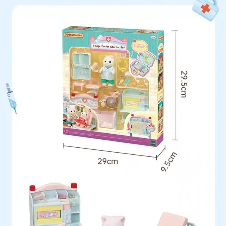 Origineel op voorraad Sylvanian Families Anime Figuur Village Doctor Starter Set Forest Family Sylvanian Family Decor Kerstcadeau