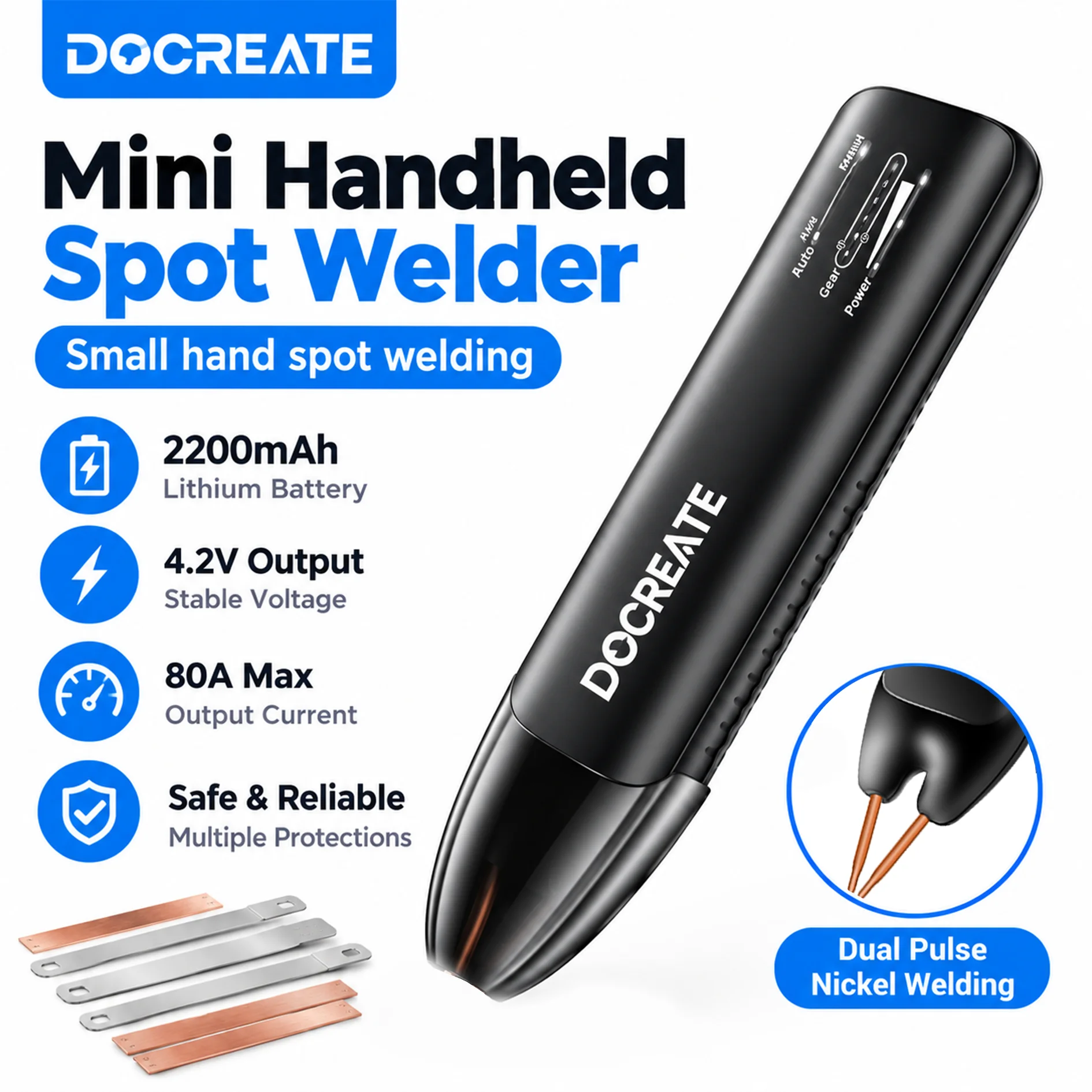 Docreate Mini Battery Spot Welder 11-Gear Handheld 18650 Nickel Sheet Welder Automatic Manual DIY Welding Machine