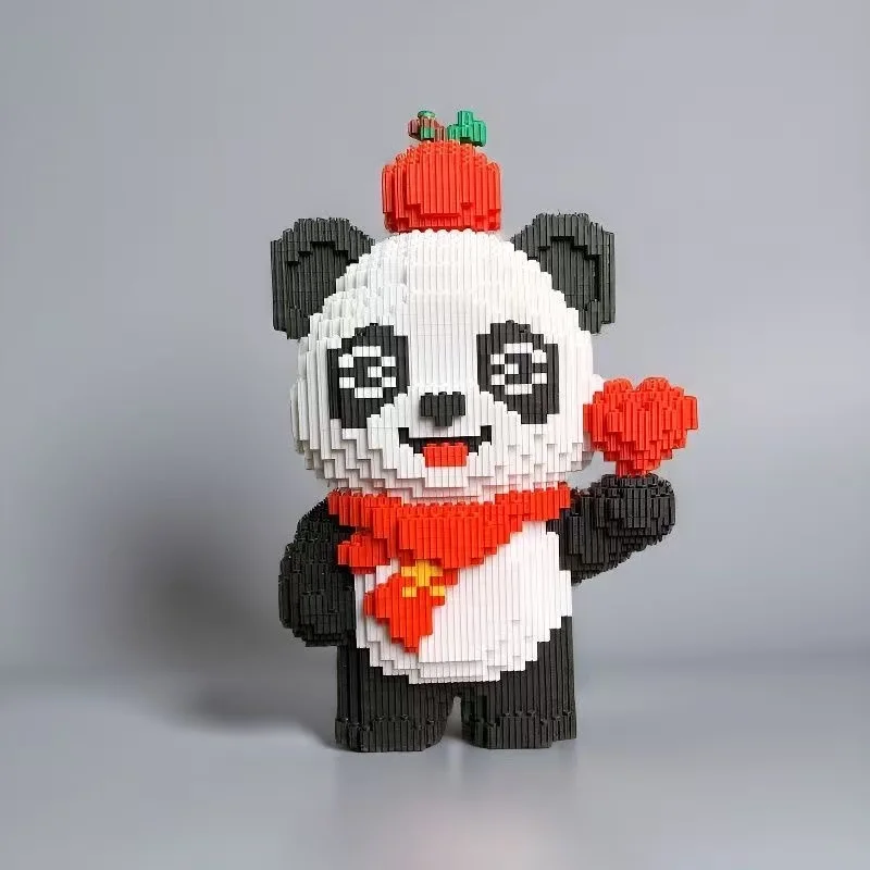 New Cute Top Apple Love Panda Assembled Building Blocks Toy Children's Birthday Gift Desktop Decoration view 5