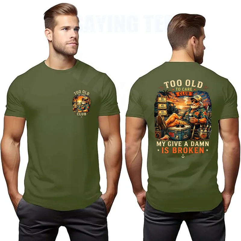 �Too Old To Care Club – Don't Care My Give A Damn Is Broken“ T-Shirt – Y2K Humor, lustiges Zitat für alte Männer, sarkastischer Witz, Spruch, T-Shirt, Kleidung – Detail 15