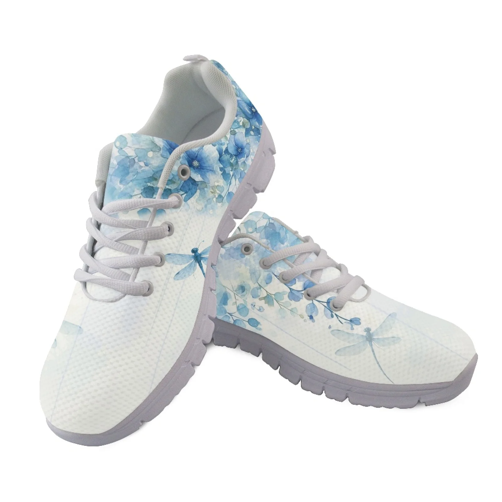 Coloranimal Lace Up Anti-Slip Walking Shoes for Women Sneaker Women Running Sport Shoes for Gym Floral Dragonfly