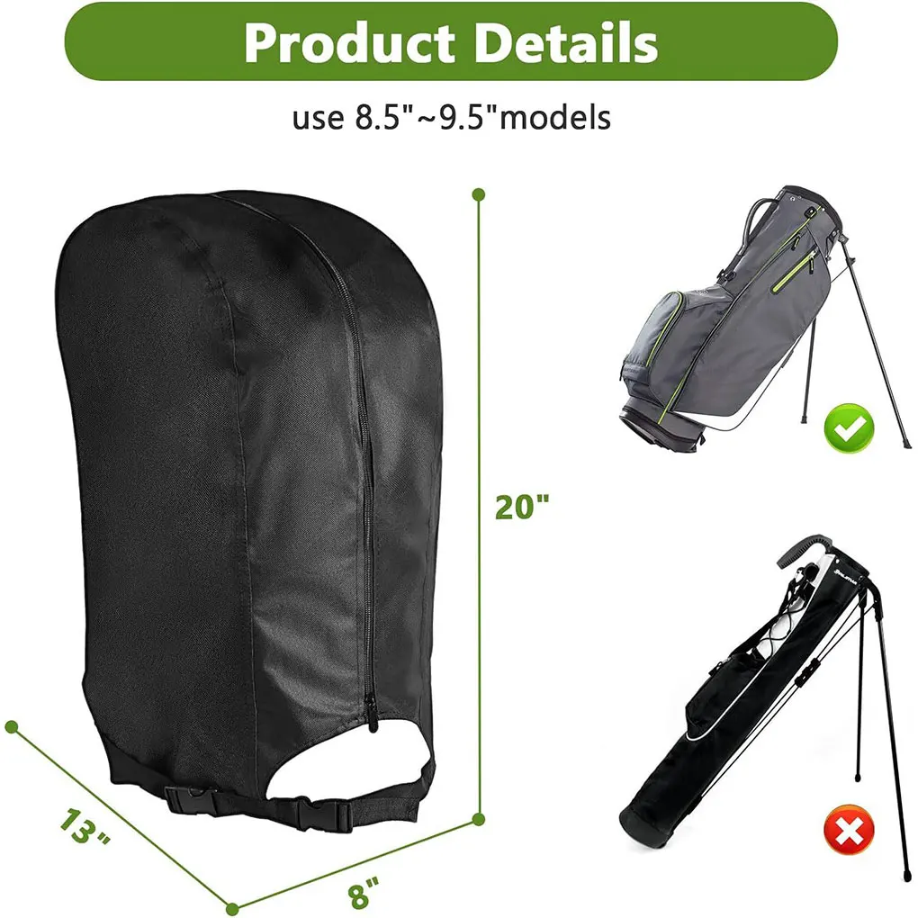 Tas sarung hujan Golf tahan air dengan penutup ritsleting halus tas Golf penutup pelindung tahan air 50*20*32.5CM