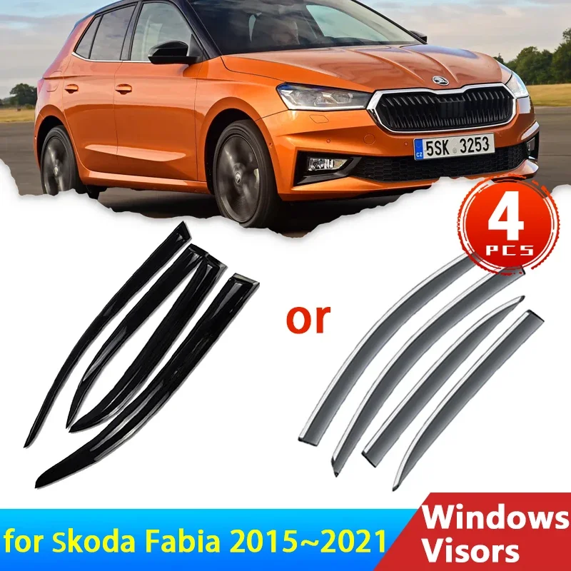 Deflectors for Skoda Fabia Mk3 III 2015~2021 2019 2018 2016 Accessories Windows Visors Rain Eyebrow Guard Sun Sedan Windshield