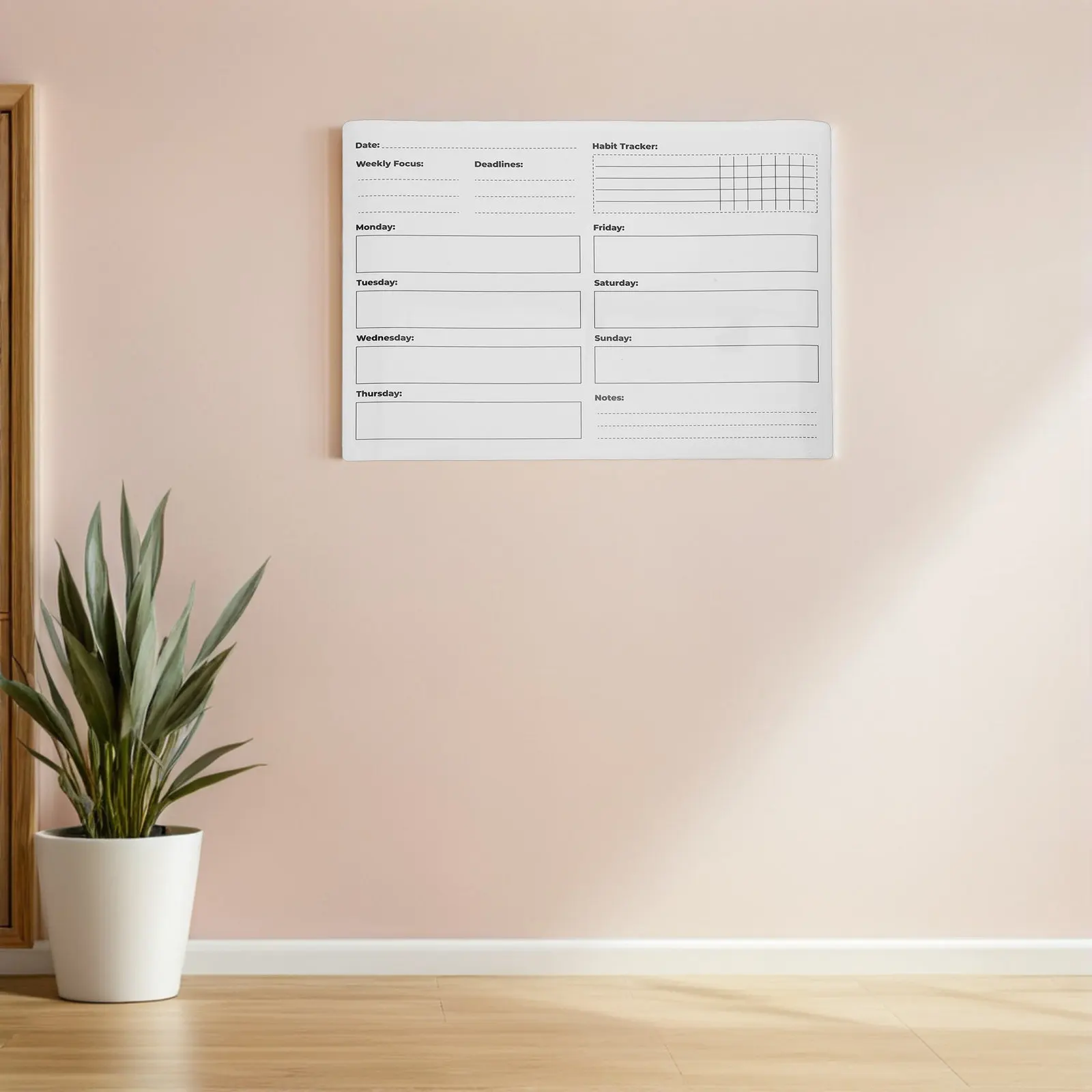1 Weekly Dry Erase Board Removable Sticker Whiteboard Calendar PVC Planner for Fridge Home Office Schedule Daily Meal Planning