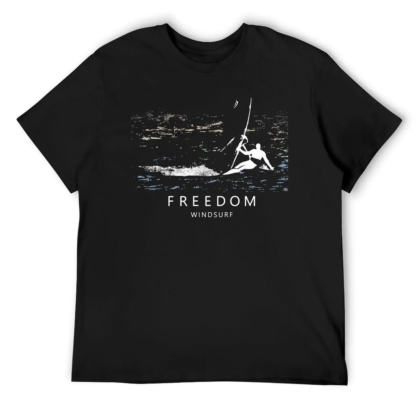 Windsurfing FREEDOM Windsurfer Planing over Ocean Sea Waves T-Shirt plus size tops plus size clothes tops mens cotton t shirts