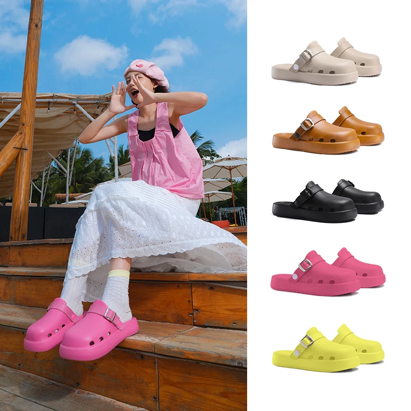 2024 Clogs Y2K Women EVA Openwork Sandals Slippers Boken Sandals Outdoor Baotou Boken Half Slippers Shoes Casual Beach Slippers