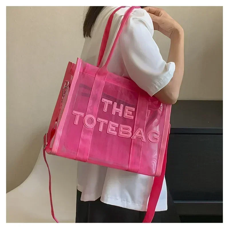 The Tote Bag For Women Designer Luxury Bag Clear Handbags Shopping Pink Transparent Shoulder Messenger Beach Hand Bags Purses