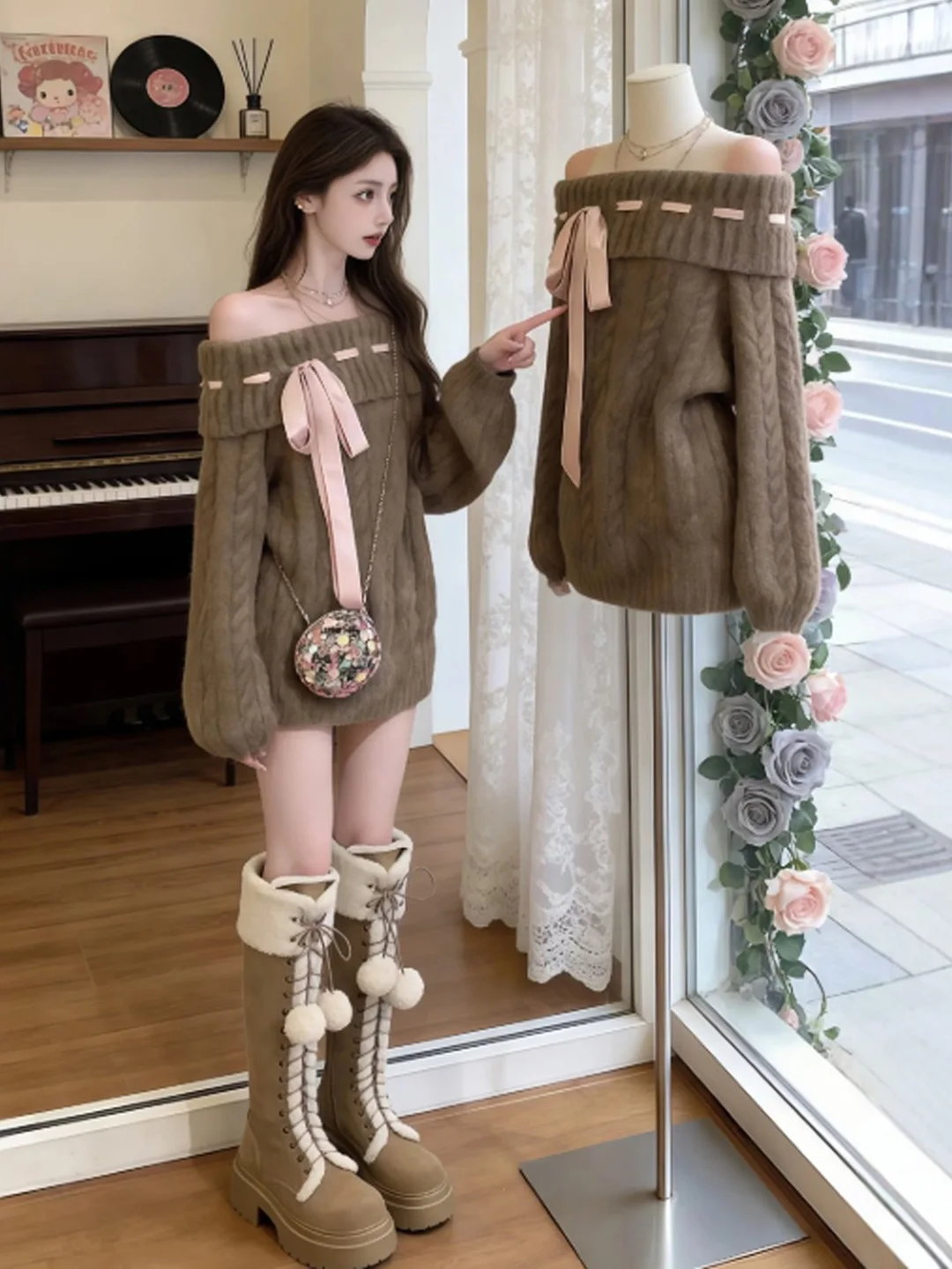 

Вязаный свитер в стиле ретро, на одно плечо, модный свободный топ, весенняя женская одежда для прогулок, свиданий и путешествий