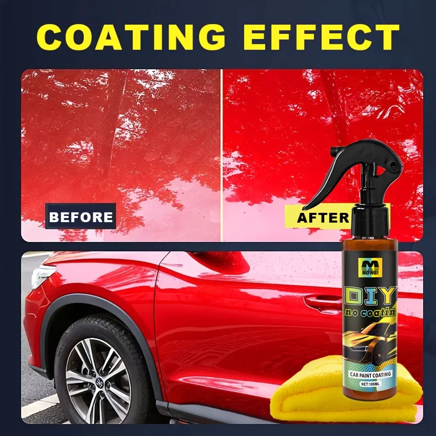 Automotive Coating Spray - Quick Effect Wax Polishing, Scratch Repair and Oil Film Lotion Glass Cleaner, Quick Coating