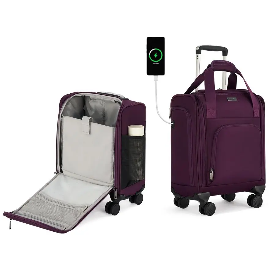 

Carry On Luggage with Wheels, Airline Approved 16inch Spinner Small Suitcase, Softside Travel Luggage, Personal Item Overnight B