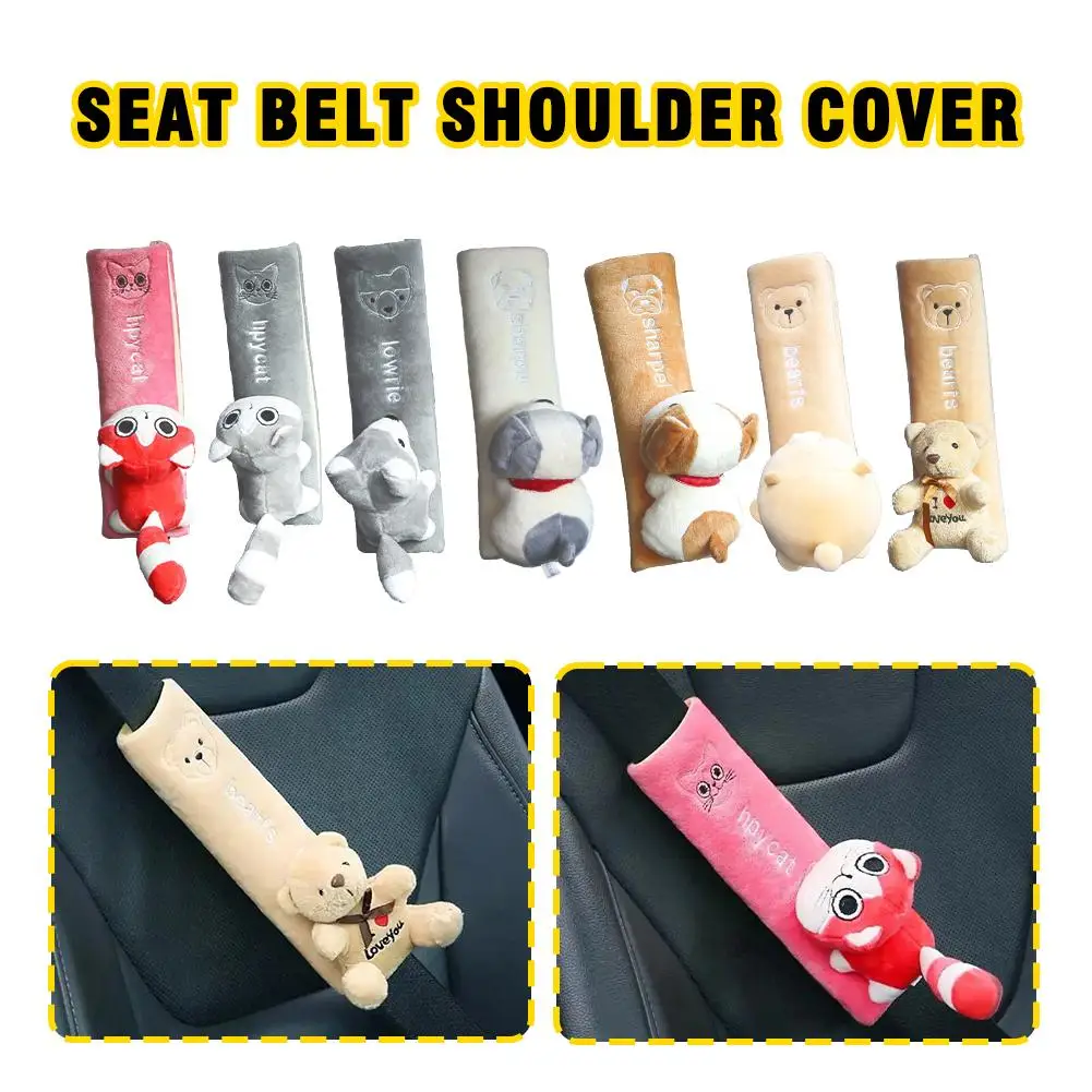 Cartoon Car Seat Belt Cover Auto Seat Belt Shoulder Seat Protection Protector Car Pad Accessorie Interior Flannel Cushion S A6M4