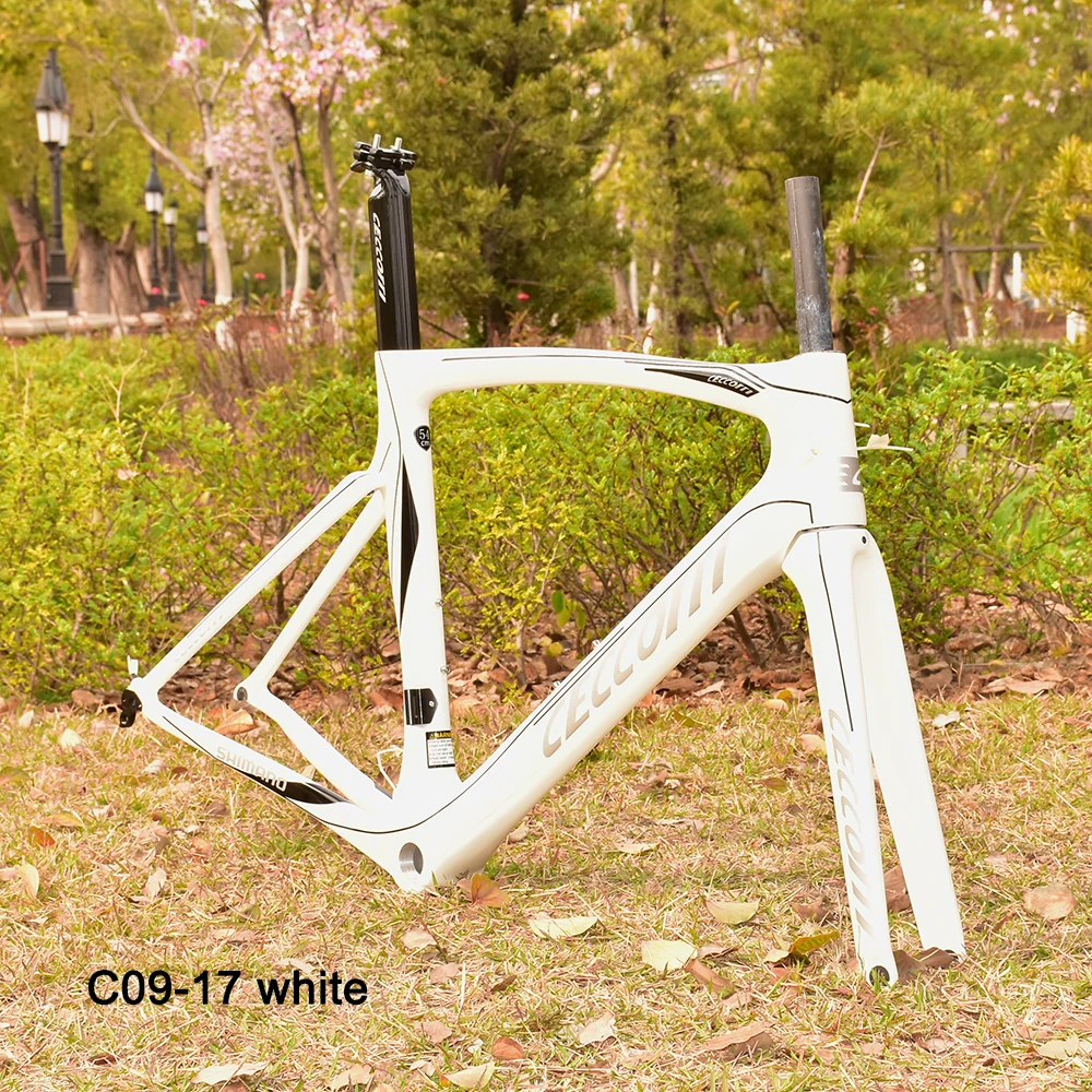 Road Bicycle Frameset from CECCOTTI Factory Carbon Bike Frame, Pearl White Color Framework