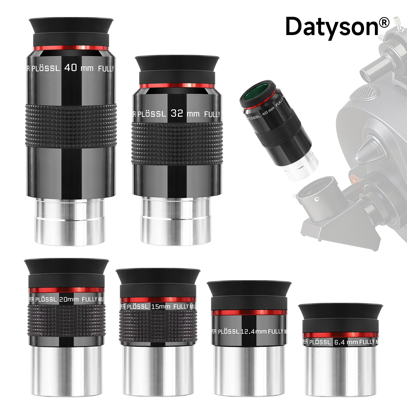 Datyson Fei Yao Serie 52 Grad PL 6,4/12,4/15/20/25/32/40mm astronomisches Okular mit 6 optionalen Spezifikationen
