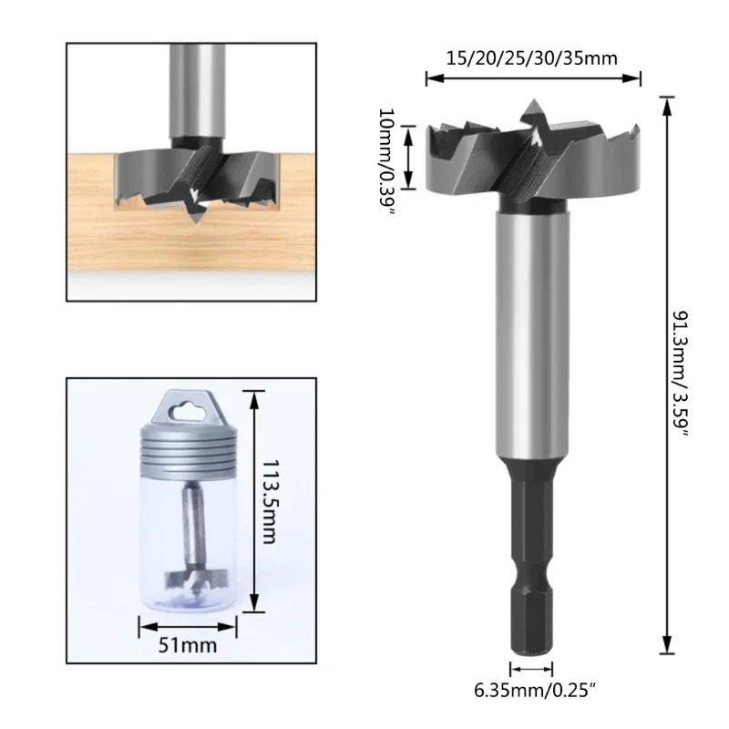 Multi Purpose Forstner Drill Bit 15mm/20mm/25mm/30mm/35mm Diameter Forstner Drill Bit for Precise Positioning Tool