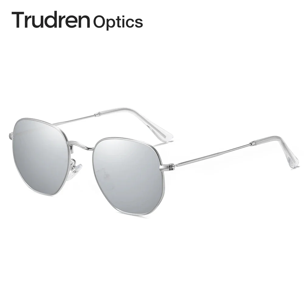 Trudren Unisex Classic Hexagonal Sunglasses for Men Designer Polarised Sun Glasses Womens Slim Metal Geometric Sunglass RB3548